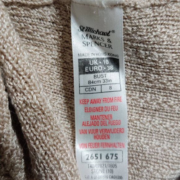 St Michael Marks Spencer S Beige Textured Knit Sleeveless Mock Neck Top Vintage - Picture 8 of 8